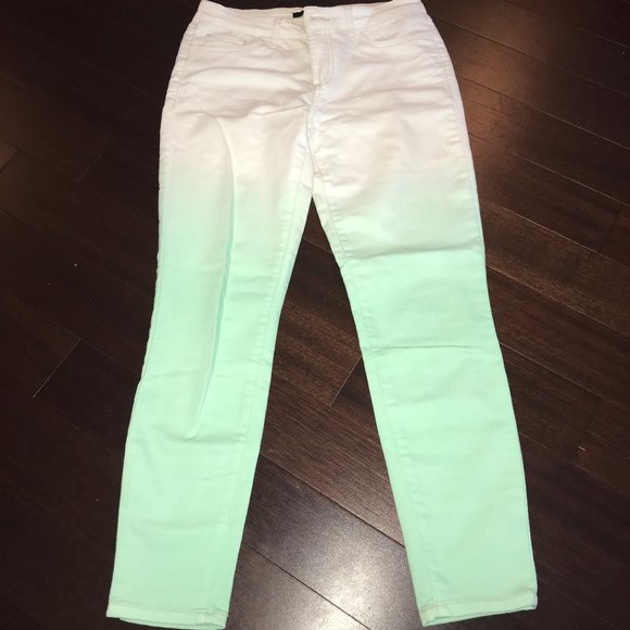 White and Mint Green Ombre Jeans - 27 - Picture 1 of 3